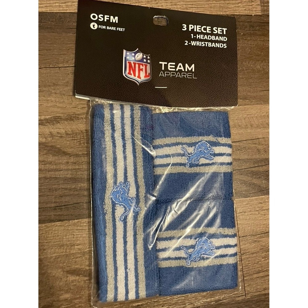NFL Detroit Lions 3 Piece Headband Wristband Set